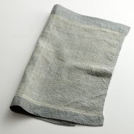b1184-90-1 45.5×38.5手織りリネン/シルクランチョン(グレー/ブルー)マキテキスタイルスタジオ