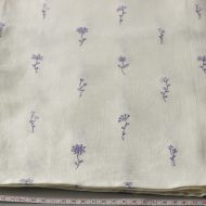 b6074-80-1 100x100白地紫小花刺繍麻クロス