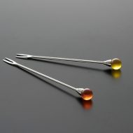 d9072-15-1 10.5x1.0ガラス製色玉つき二股ピック オレンジ 黄