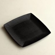 s1587-150-1 15.3x15.3布目正方5寸黒塗り皿(鎌田克慈)