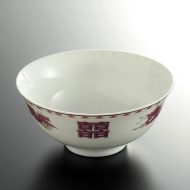 t3058-20-2 φ11.5x5.0白ピンク文字中華鉢