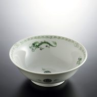 t5138-25-1サイズ：φ19.5x7.0白緑龍柄ラーメン鉢