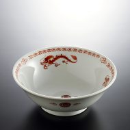 t5139-25-1サイズ：φ19.5x7.0白赤龍柄ラーメン鉢