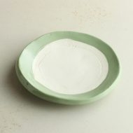 w1616-15-1*φ14.0厚手縁色つき皿緑