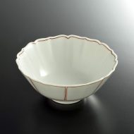 w3626-35-1 φ12.5x5.4白地縁かざり赤小鉢