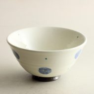 w4377-30-1 φ12.2x6.3生成り丸紋青ご飯茶椀