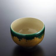 w6117-150-1 φ12.2x8.0緑に金茜作抹茶碗