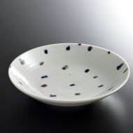 w7098-50-1 φ16.2x3.6藍と茶点青磁平鉢