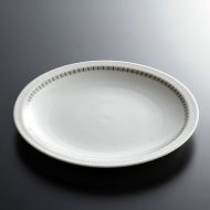 y1077-20-2 φ19.8白茶ストライプライン皿