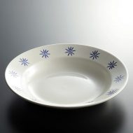 y4328-35-2 φ20.0x3.4白青星柄スープ皿アンティーク