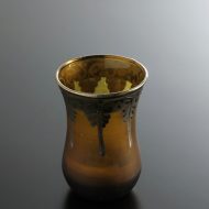 y6531-50-2 φ5.5x8.0茶ガラス製金柄入りキャンドルカップ
